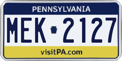 PA license plate MEK2127