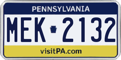PA license plate MEK2132