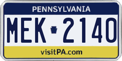 PA license plate MEK2140