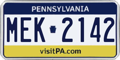 PA license plate MEK2142