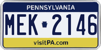 PA license plate MEK2146