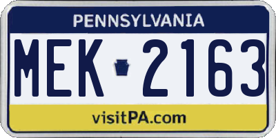 PA license plate MEK2163
