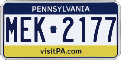 PA license plate MEK2177
