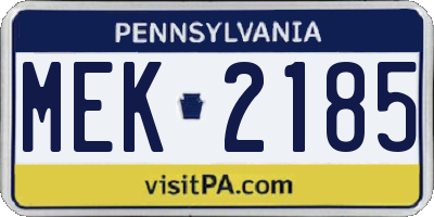 PA license plate MEK2185