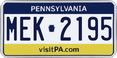 PA license plate MEK2195