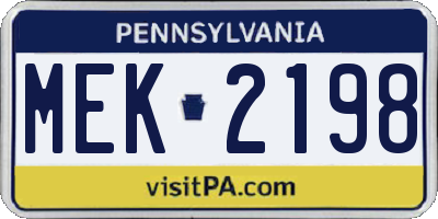 PA license plate MEK2198