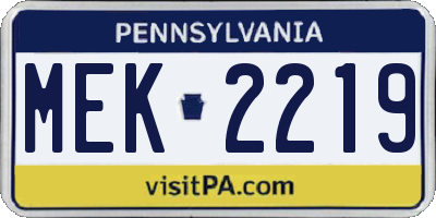 PA license plate MEK2219