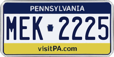 PA license plate MEK2225
