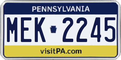 PA license plate MEK2245