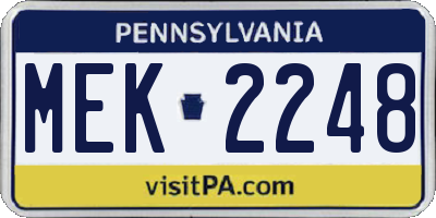 PA license plate MEK2248