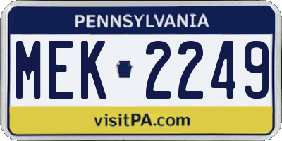 PA license plate MEK2249
