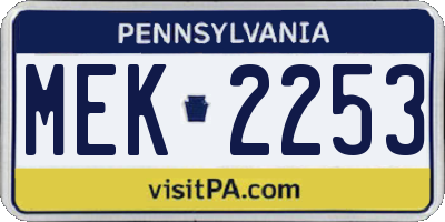 PA license plate MEK2253