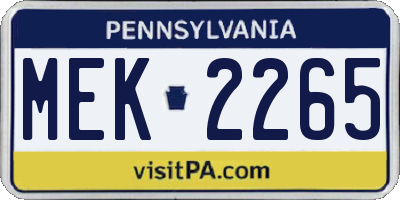 PA license plate MEK2265