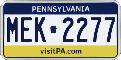 PA license plate MEK2277