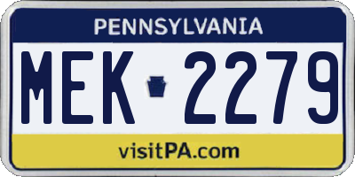 PA license plate MEK2279
