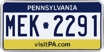 PA license plate MEK2291