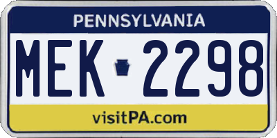 PA license plate MEK2298
