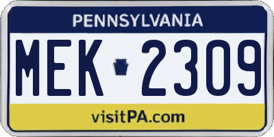 PA license plate MEK2309