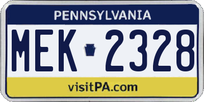 PA license plate MEK2328