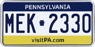 PA license plate MEK2330