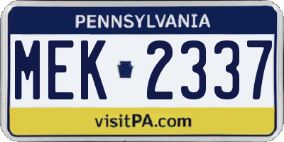 PA license plate MEK2337