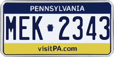 PA license plate MEK2343