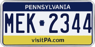 PA license plate MEK2344