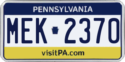 PA license plate MEK2370