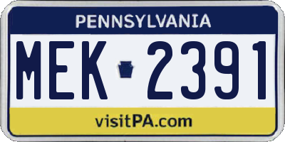 PA license plate MEK2391