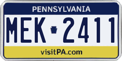 PA license plate MEK2411