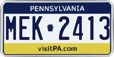PA license plate MEK2413