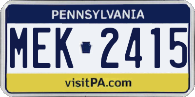 PA license plate MEK2415