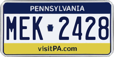 PA license plate MEK2428