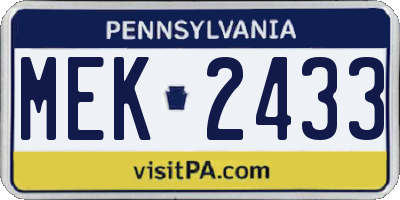 PA license plate MEK2433