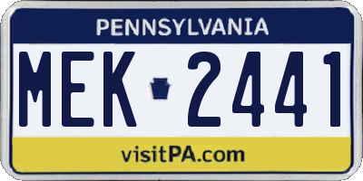 PA license plate MEK2441