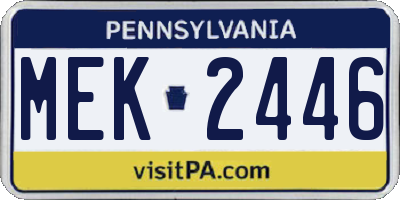 PA license plate MEK2446