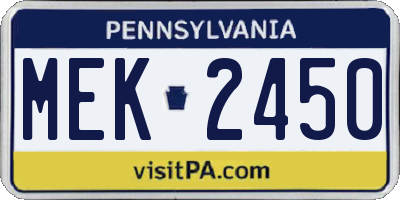 PA license plate MEK2450