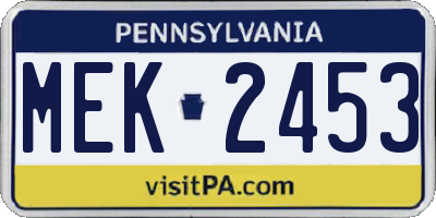 PA license plate MEK2453
