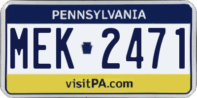 PA license plate MEK2471