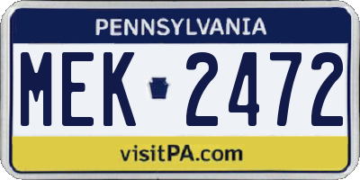 PA license plate MEK2472