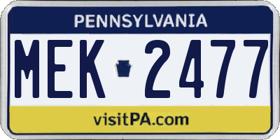 PA license plate MEK2477