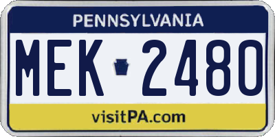 PA license plate MEK2480