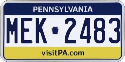 PA license plate MEK2483
