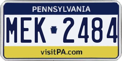 PA license plate MEK2484