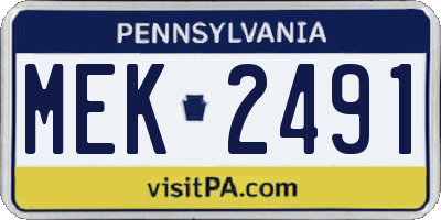 PA license plate MEK2491
