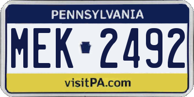 PA license plate MEK2492