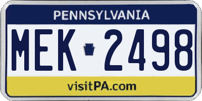 PA license plate MEK2498