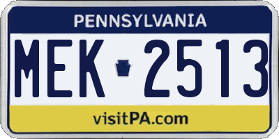 PA license plate MEK2513