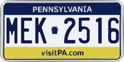 PA license plate MEK2516