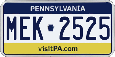 PA license plate MEK2525